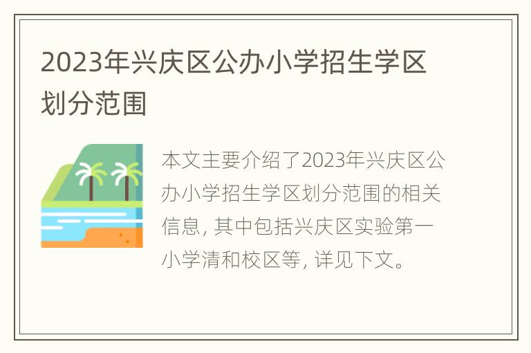 2023年兴庆区公办小学招生学区划分范围