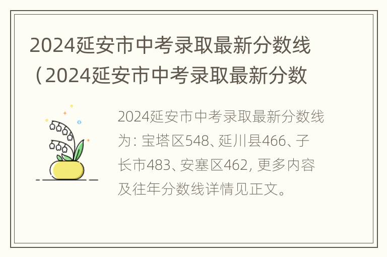 2024延安市中考录取最新分数线（2024延安市中考录取最新分数线公布）