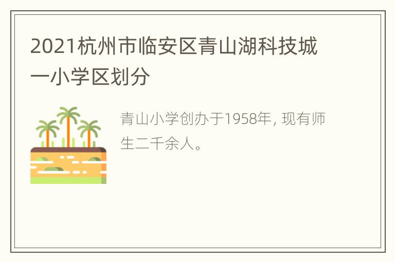 2021杭州市临安区青山湖科技城一小学区划分