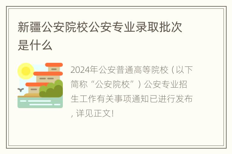 新疆公安院校公安专业录取批次是什么