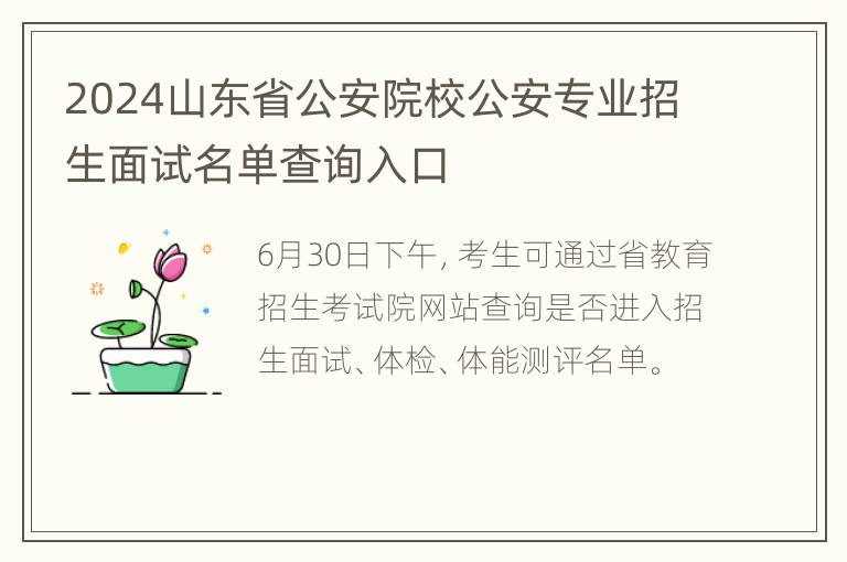 2024山东省公安院校公安专业招生面试名单查询入口