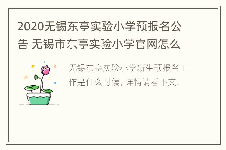 2020无锡东亭实验小学预报名公告 无锡市东亭实验小学官网怎么打不开