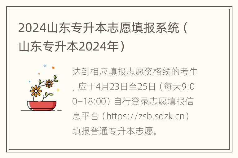 2024山东专升本志愿填报系统（山东专升本2024年）