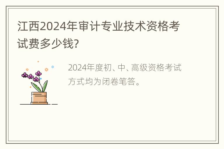 江西2024年审计专业技术资格考试费多少钱？