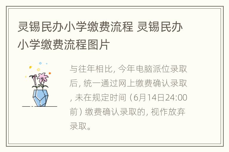 灵锡民办小学缴费流程 灵锡民办小学缴费流程图片