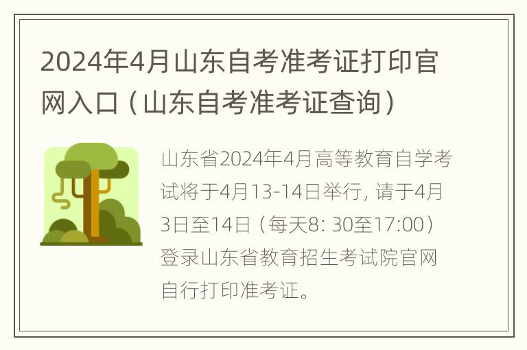 2024年4月山东自考准考证打印官网入口（山东自考准考证查询）