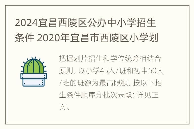 2024宜昌西陵区公办中小学招生条件 2020年宜昌市西陵区小学划片