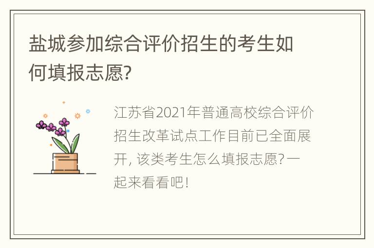 盐城参加综合评价招生的考生如何填报志愿？