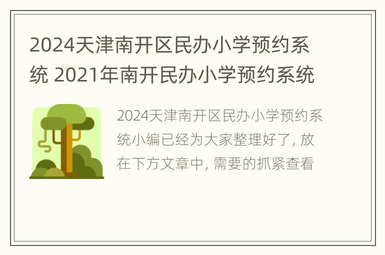 2024天津南开区民办小学预约系统 2021年南开民办小学预约系统