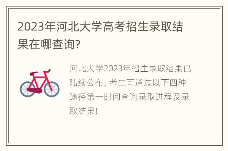 2023年河北大学高考招生录取结果在哪查询？