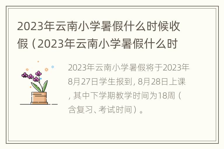 2023年云南小学暑假什么时候收假（2023年云南小学暑假什么时候收假呢）