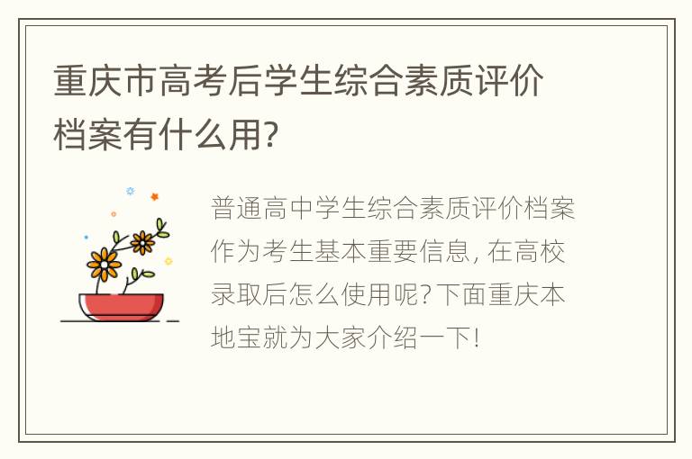 重庆市高考后学生综合素质评价档案有什么用？