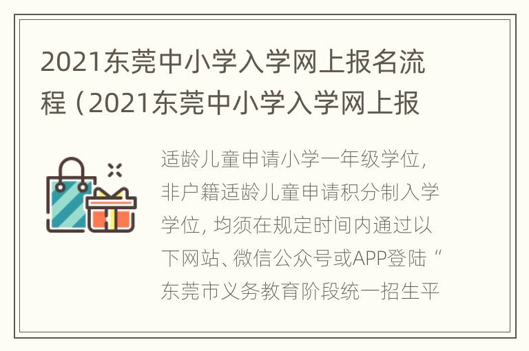 2021东莞中小学入学网上报名流程（2021东莞中小学入学网上报名流程图）