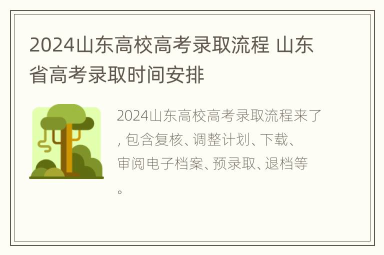 2024山东高校高考录取流程 山东省高考录取时间安排