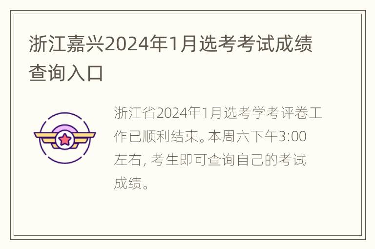 浙江嘉兴2024年1月选考考试成绩查询入口