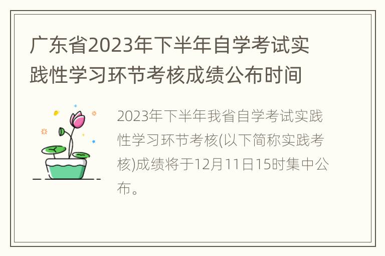 广东省2023年下半年自学考试实践性学习环节考核成绩公布时间