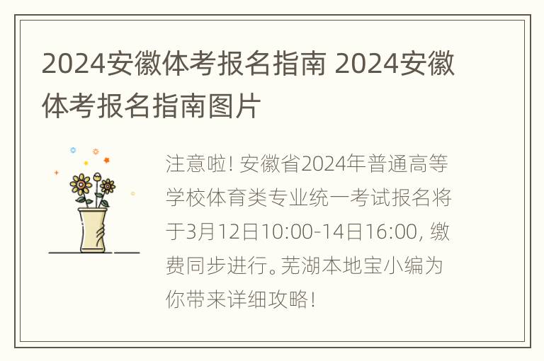 2024安徽体考报名指南 2024安徽体考报名指南图片