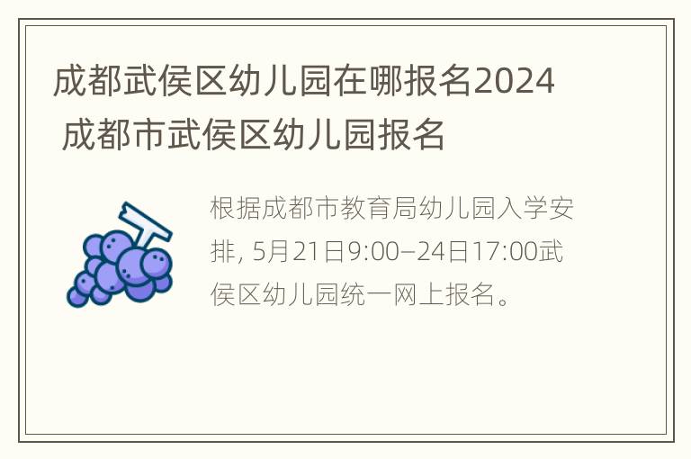 成都武侯区幼儿园在哪报名2024 成都市武侯区幼儿园报名