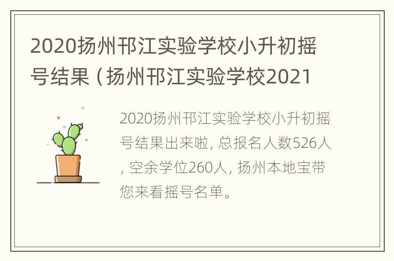 2020扬州邗江实验学校小升初摇号结果（扬州邗江实验学校2021小学招生）