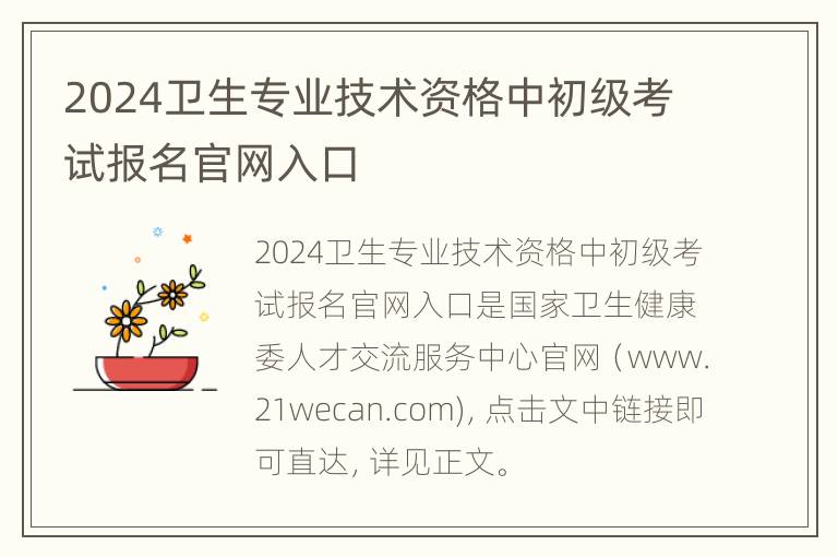 2024卫生专业技术资格中初级考试报名官网入口