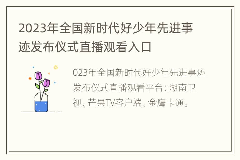 2023年全国新时代好少年先进事迹发布仪式直播观看入口