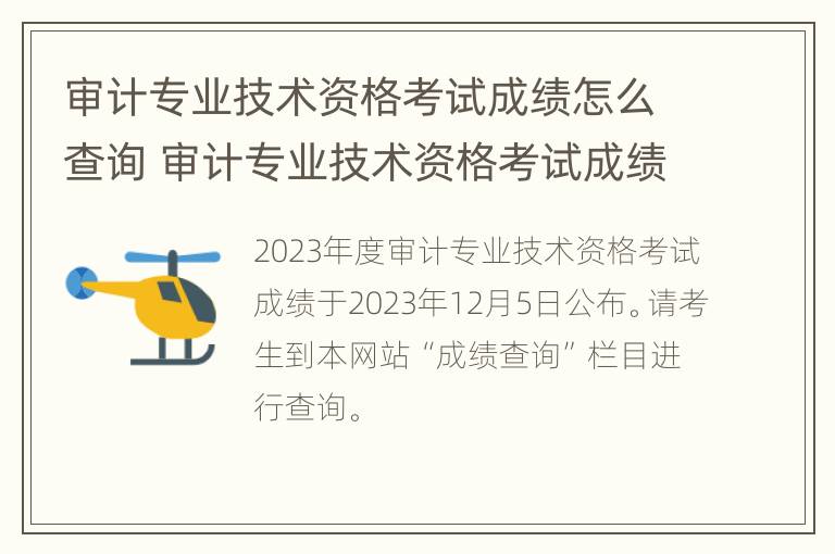 审计专业技术资格考试成绩怎么查询 审计专业技术资格考试成绩怎么查询不到