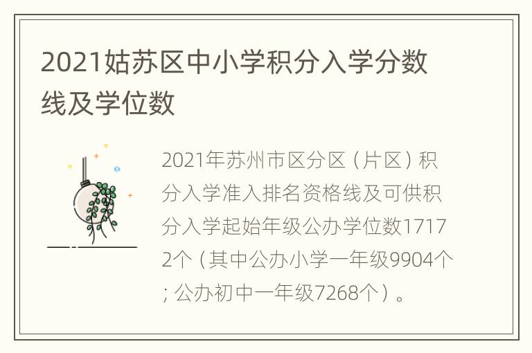 2021姑苏区中小学积分入学分数线及学位数