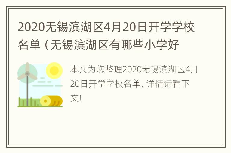 2020无锡滨湖区4月20日开学学校名单（无锡滨湖区有哪些小学好一点）