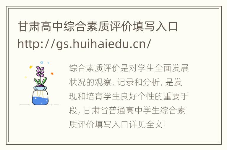 甘肃高中综合素质评价填写入口http://gs.huihaiedu.cn/