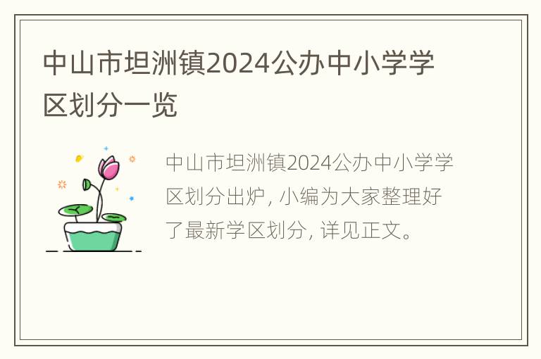 中山市坦洲镇2024公办中小学学区划分一览