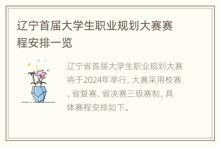 辽宁首届大学生职业规划大赛赛程安排一览