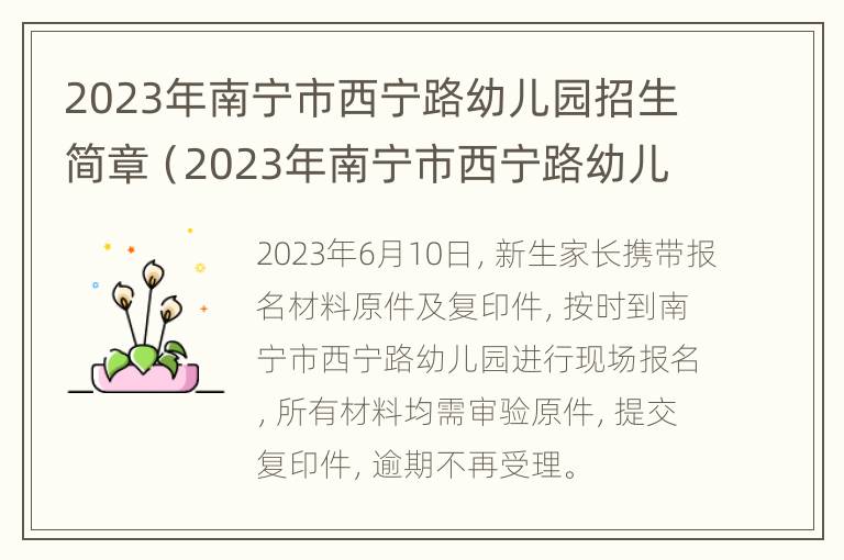 2023年南宁市西宁路幼儿园招生简章（2023年南宁市西宁路幼儿园招生简章图片）