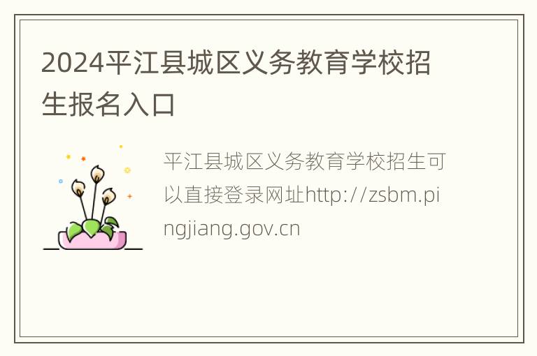 2024平江县城区义务教育学校招生报名入口