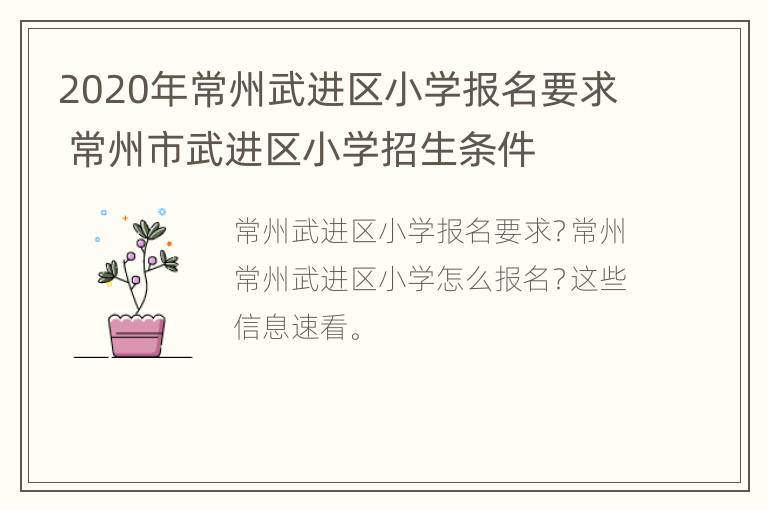 2020年常州武进区小学报名要求 常州市武进区小学招生条件