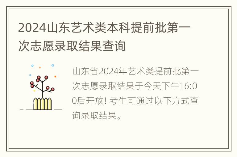 2024山东艺术类本科提前批第一次志愿录取结果查询