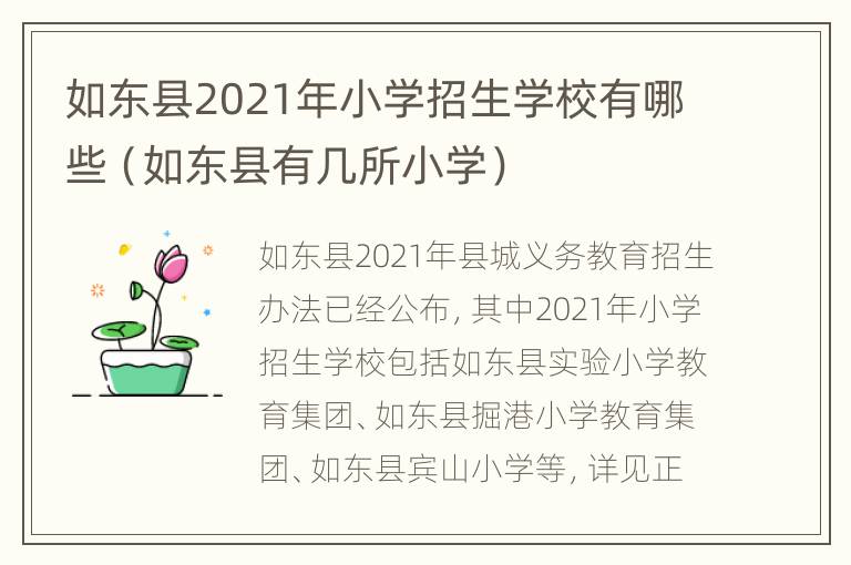 如东县2021年小学招生学校有哪些（如东县有几所小学）