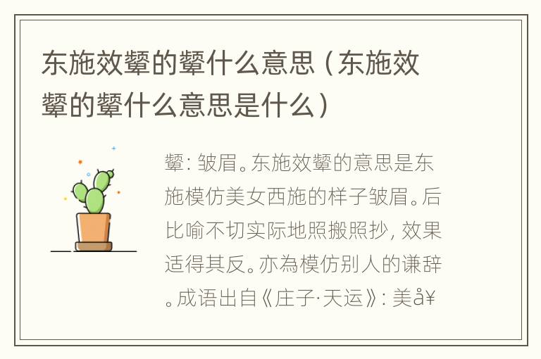 东施效颦的颦什么意思（东施效颦的颦什么意思是什么）