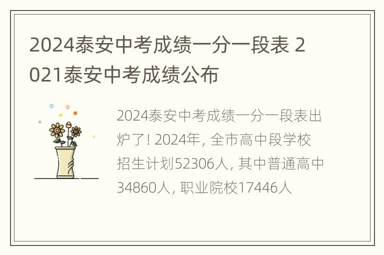 2024泰安中考成绩一分一段表 2021泰安中考成绩公布