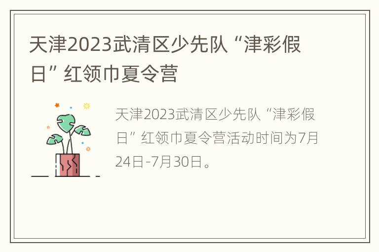 天津2023武清区少先队“津彩假日”红领巾夏令营