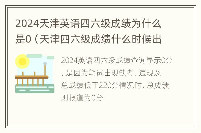 2024天津英语四六级成绩为什么是0（天津四六级成绩什么时候出）