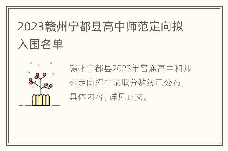 2023赣州宁都县高中师范定向拟入围名单