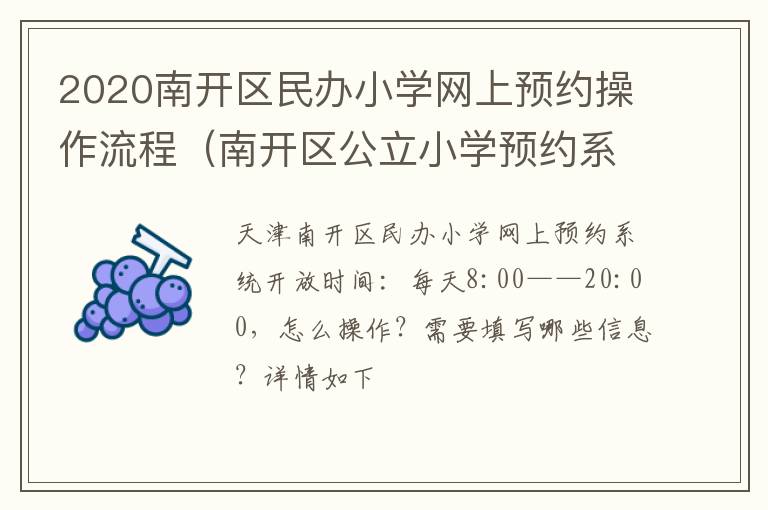 2020南开区民办小学网上预约操作流程（南开区公立小学预约系统）