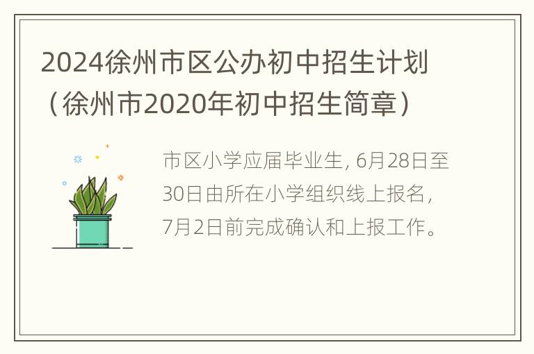 2024徐州市区公办初中招生计划（徐州市2020年初中招生简章）