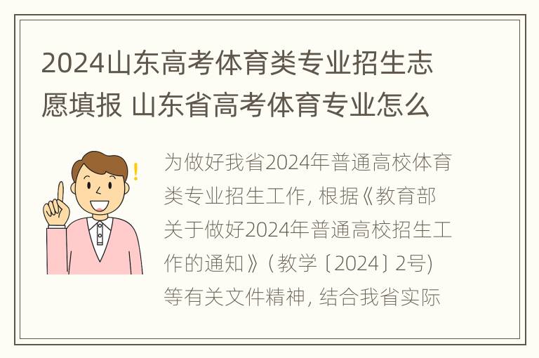 2024山东高考体育类专业招生志愿填报 山东省高考体育专业怎么录取