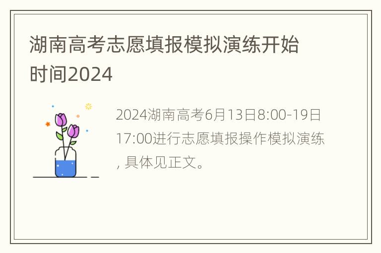 湖南高考志愿填报模拟演练开始时间2024