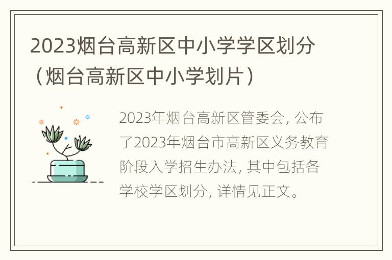 2023烟台高新区中小学学区划分（烟台高新区中小学划片）