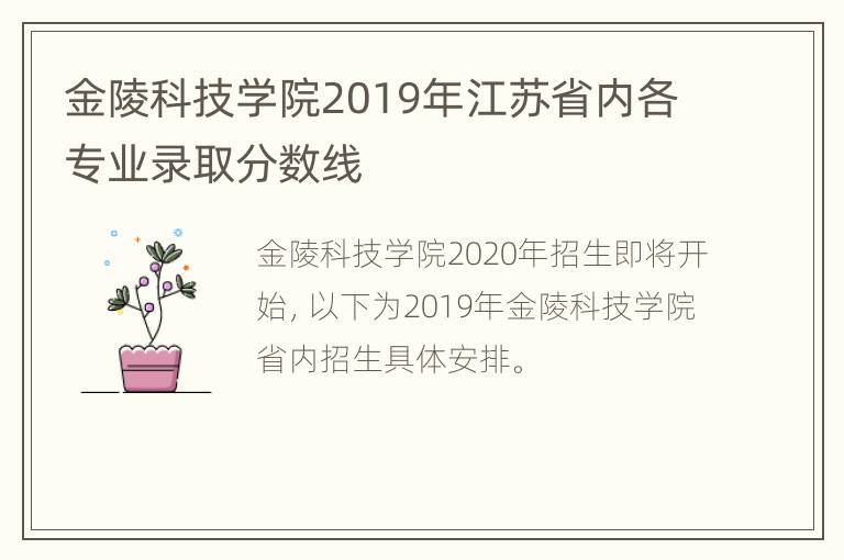 金陵科技学院2019年江苏省内各专业录取分数线