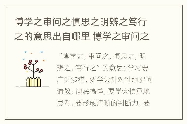 博学之审问之慎思之明辨之笃行之的意思出自哪里 博学之审问之慎思之明辨之笃行之的意思