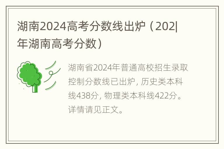 湖南2024高考分数线出炉（202|年湖南高考分数）