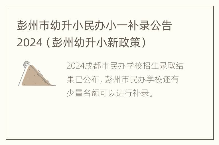 彭州市幼升小民办小一补录公告2024（彭州幼升小新政策）